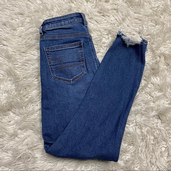❌SOLD❌American Eagle mom blue jeans 00 stretch - Picture 6 of 7